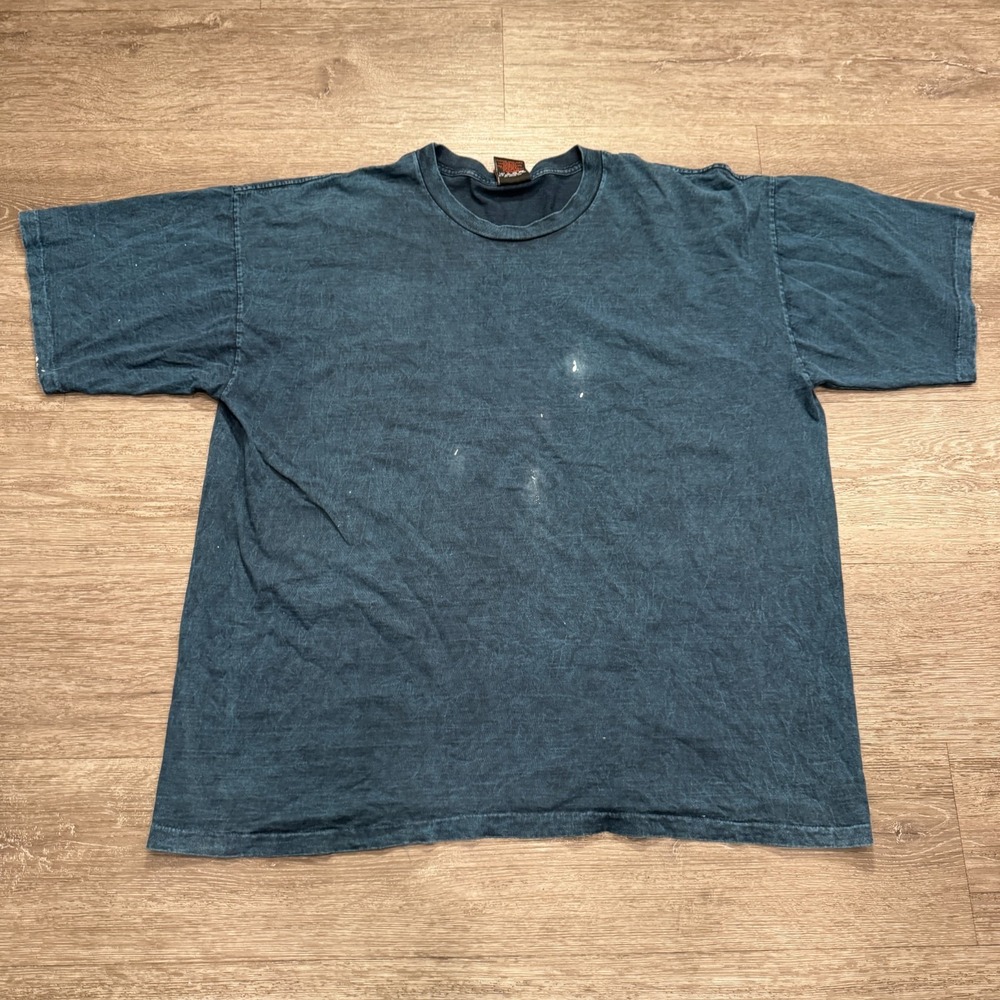 Vintage Harley Davidson Shirt Adult 2XL Blue Solid Minimal Tee Crew Distressed